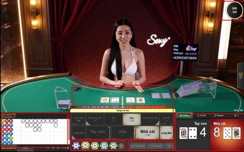 Hướng dẫn xem giao diện đặt cược baccarat online